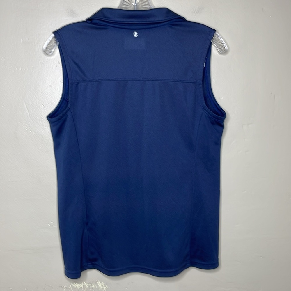 IZOD GOLF Sleeveless Shirt Blue Popover Shirt Collar V Neck Medium - Picture 2 of 9